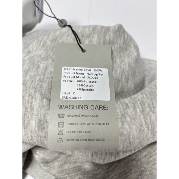 Nursing Top XXL Grey Breastfeeding Shirt Discreet Lift-Up Access Maternity Top - Picture 10 of 11